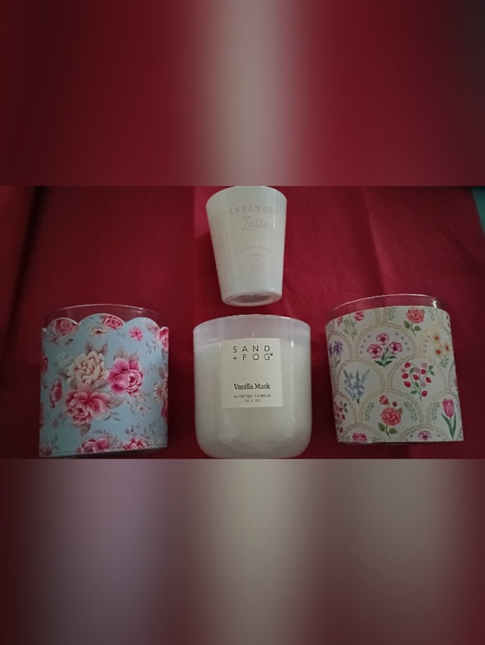 Sand Fog Vanilla Musk Jar Candle with Floral Holders Jardin Paris & Vanilla Palo